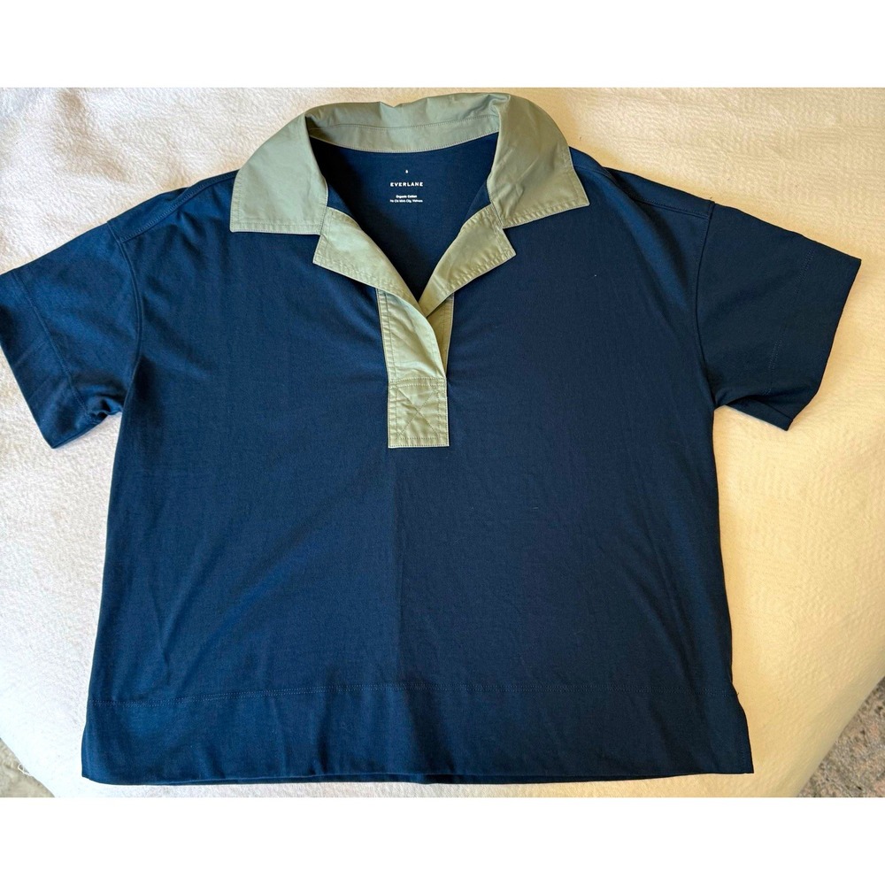 Everlane woman's organic Cotton Resort Wear Leisure Polo teal light Green Size S